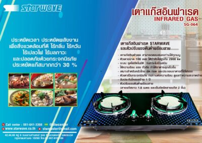 SG-064 | เตาแก๊สอินฟาเรดหัวคู่ (เบ้าเหล็ก)